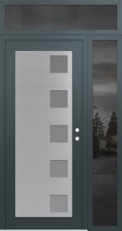 Diamond C5 50" x 96" anthracite/anthracite frosted Glass Panel stainless steel LHI with Sidelite and Transom mirrored Glass