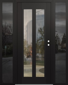 Diamond C14 68" x 80" black/black clear Glass Panel black LHI with 2 Sidelites mirrored Glass