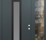 Modern Steel Front Door DIAMOND A1 48" X 96" ANTHRACITE/ANTHRACITE FROSTED GLASS PANEL BLACK LHI WITH SIDELITE AND TRANSOM CLEAR GLASS