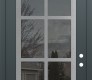 Modern Steel Front Door Diamond C16 36" x 96" anthracite/anthracite mirrored Glass Panel stainless steel LHI with Transom frosted Glass