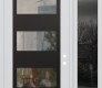 Modern Steel Front Door Diamond C2 48" x 96" white/white clear Glass Panel black LHI with Sidelite and Transom mirrored Glass
