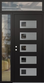 Diamond D2 52" x 96" black/black mirrored Glass Panel stainless steel RHI with Sidelite and Transom clear Glass