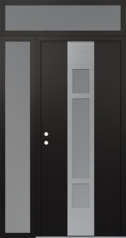 DIAMOND A9 50" X 96" BLACK/WHITE FROSTED GLASS PANEL STAINLESS STEEL RHI WITH SIDELITE AND TRANSOM FROSTED GLASS
