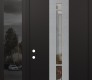 Modern Steel Front Door DIAMOND A3 48" X 96" BLACK/BLACK CLEAR GLASS PANEL STAINLESS STEEL RHI WITH SIDELITE AND TRANSOM MIRRORED GLASS