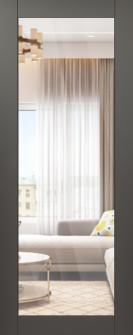 DOOR SLAB AVON 207 CLEAR VETRO GRAY MATTE 24" X 84" X 1 3/4" TEMPERED CLEAR GLASS