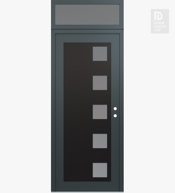 Modern Steel Front Door Diamond C5 36" x 96" anthracite/anthracite frosted Glass Panel black LHI with Transom frosted Glass