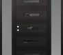 Modern Steel Front Door Diamond D9 64" x 80" black/black mirrored Glass Panel black RHI with 2 Sidelites frosted Glass