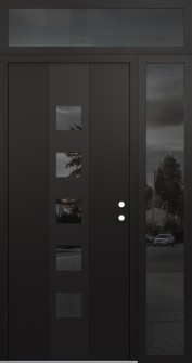 DIAMOND A13 50" X 96" BLACK/BLACK MIRRORED GLASS PANEL BLACK LHI WITH SIDELITE AND TRANSOM MIRRORED GLASS