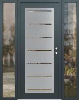 Diamond C11 60" x 80" anthracite/anthracite clear Glass Panel stainless steel LHI with 2 Sidelites clear Glass