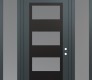 Modern Steel Front Door Diamond C2 68" x 96" anthracite/anthracite frosted Glass Panel black LHI with 2 Sidelites and Transom frosted Glass
