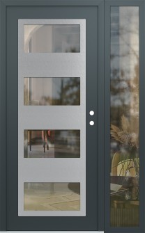 Diamond C2 48" x 80" anthracite/anthracite clear Glass Panel stainless steel LHI with Sidelite clear Glass