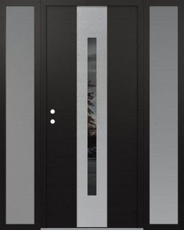 DIAMOND A2 60" X 80" BLACK/BLACK MIRRORED GLASS PANEL STAINLESS STEEL RHI WITH 2 SIDELITES FROSTED GLASS