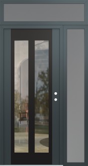 Diamond C14 52" x 96" anthracite/anthracite clear Glass Panel black LHI with Sidelite and Transom frosted Glass