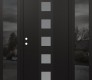 Modern Steel Front Door DIAMOND A13 68" X 80" BLACK/WHITE FROSTED GLASS PANEL BLACK RHI WITH 2 SIDELITES MIRRORED GLASS