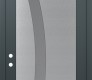 Modern Steel Front Door Diamond C4 36" x 96" anthracite/anthracite frosted Glass Panel stainless steel RHI with Transom mirrored Glass