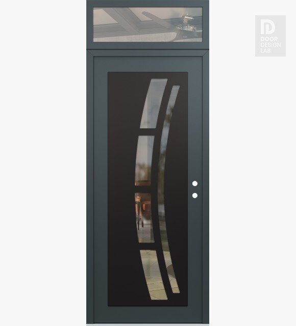 Modern Steel Front Door Diamond C12 36" x 96" anthracite/anthracite clear Glass Panel black LHI with Transom clear Glass