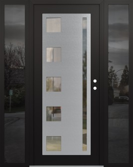 Diamond C3 68" x 80" black/black clear Glass Panel stainless steel LHI with 2 Sidelites mirrored Glass