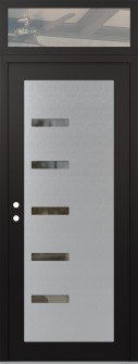 Diamond C8 36" x 96" black/black clear Glass Panel stainless steel RHI with Transom clear Glass