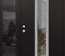 Modern Steel Front Door DIAMOND A1 50" X 80" BLACK/BLACK CLEAR GLASS PANEL STAINLESS STEEL RHI WITH SIDELITE MIRRORED GLASS