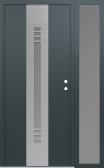 DIAMOND A5 52" X 80" ANTHRACITE/ANTHRACITE FROSTED GLASS PANEL STAINLESS STEEL LHI WITH SIDELITE FROSTED GLASS