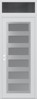 Diamond C9 36" x 96" white/white frosted Glass Panel stainless steel RHI with Transom mirrored Glass