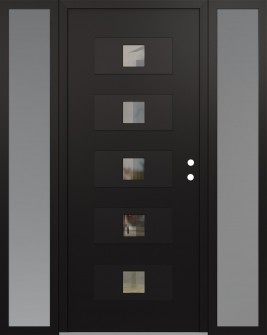 Diamond D8 60" x 80" black/black clear Glass Panel black LHI with 2 Sidelites frosted Glass
