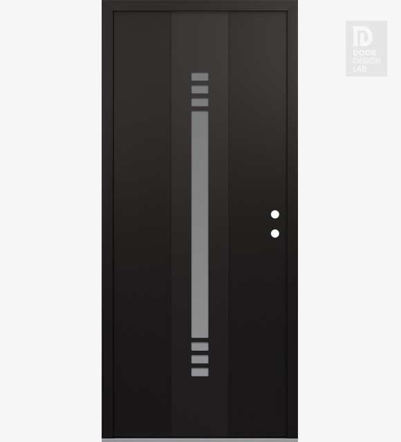 Modern Steel Front Door DIAMOND A5 36" X 80" BLACK/WHITE FROSTED GLASS PANEL BLACK LHI