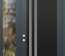 Modern Steel Front Door Diamond C6 52" x 96" anthracite/anthracite frosted Glass Panel black RHI with Sidelite and Transom clear Glass