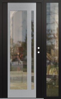 Diamond C15 50" x 80" black/black clear Glass Panel stainless steel LHI with Sidelite clear Glass