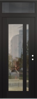 Diamond C15 36" x 96" black/black clear Glass Panel black LHI with Transom mirrored Glass
