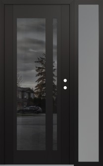 Diamond C15 48" x 80" black/black mirrored Glass Panel black LHI with Sidelite frosted Glass