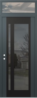 Diamond C15 36" x 96" anthracite/anthracite mirrored Glass Panel black RHI with Transom clear Glass