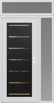 Diamond C11 50" x 96" white/white clear Glass Panel black LHI with Sidelite and Transom frosted Glass