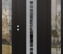 Modern Steel Front Door DIAMOND A4 60" X 80" BLACK/BLACK MIRRORED GLASS PANEL STAINLESS STEEL RHI WITH 2 SIDELITES CLEAR GLASS