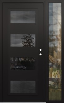 Diamond C2 48" x 80" black/black mirrored Glass Panel black LHI with Sidelite clear Glass