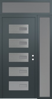 Diamond D7 48" x 96" anthracite/anthracite frosted Glass Panel stainless steel LHI with Sidelite and Transom frosted Glass
