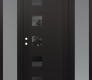 Modern Steel Front Door Diamond C5 64" x 80" black/black mirrored Glass Panel black RHI with 2 Sidelites frosted Glass
