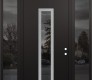 Modern Steel Front Door DIAMOND A11 64" X 96" BLACK/BLACK MIRRORED GLASS PANEL STAINLESS STEEL LHI WITH 2 SIDELITES AND TRANSOM MIRRORED GLASS