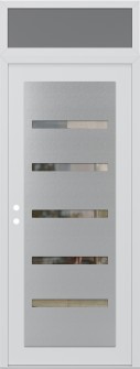 Diamond C7 36" x 96" white/white clear Glass Panel stainless steel RHI with Transom frosted Glass