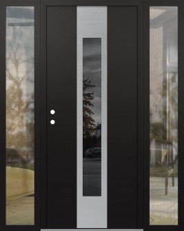 DIAMOND A1 68" X 80" BLACK/BLACK MIRRORED GLASS PANEL STAINLESS STEEL RHI WITH 2 SIDELITES CLEAR GLASS