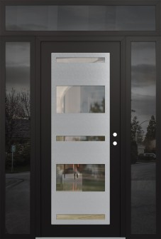 Diamond C10 68" x 96" black/black clear Glass Panel stainless steel LHI with 2 Sidelites and Transom mirrored Glass