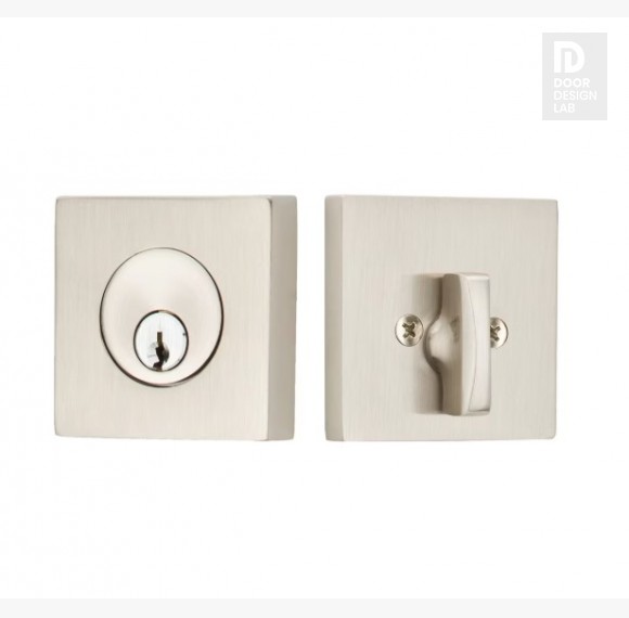 EMTEK SQUARE DEADBOLT SINGLE CYLINDER 8469 SATIN NICKEL US 15 for Steel Front Doors