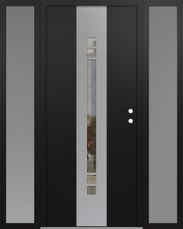 DIAMOND A4 60" X 80" BLACK/BLACK CLEAR GLASS PANEL STAINLESS STEEL LHI WITH 2 SIDELITES FROSTED GLASS