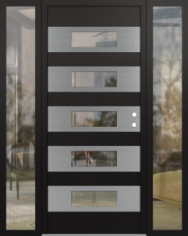 Diamond D5 60" x 80" black/black clear Glass Panel stainless steel LHI with 2 Sidelites clear Glass