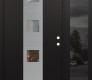 Modern Steel Front Door DIAMOND A12 50" X 80" BLACK/BLACK CLEAR GLASS PANEL STAINLESS STEEL LHI WITH SIDELITE MIRRORED GLASS