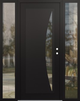 Diamond C13 64" x 80" black/black clear Glass Panel black LHI with 2 Sidelites clear Glass