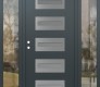 Modern Steel Front Door Diamond D4 64" x 80" anthracite/anthracite frosted Glass Panel stainless steel RHI with 2 Sidelites clear Glass