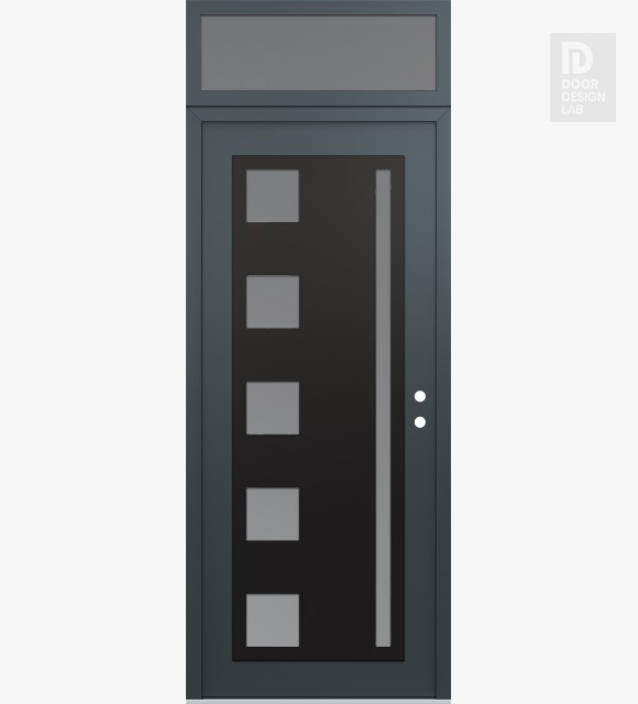 Modern Steel Front Door Diamond C3 36" x 96" anthracite/anthracite frosted Glass Panel black LHI with Transom frosted Glass