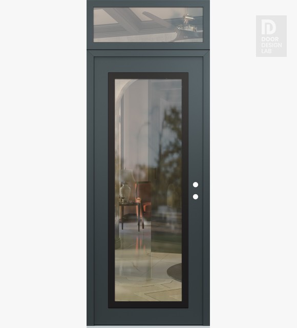 Modern Steel Front Door Diamond C1 36" x 96" anthracite/anthracite clear Glass Panel black LHI with Transom clear Glass