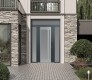 Diamond C15 64" x 96" anthracite/anthracite frosted Glass Panel stainless steel LHI with 2 Sidelites and Transom frosted Glass